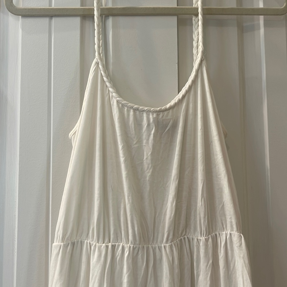 White cotton maxi dress with lace detail